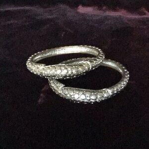 Silver Snakeskin Textured Bangles